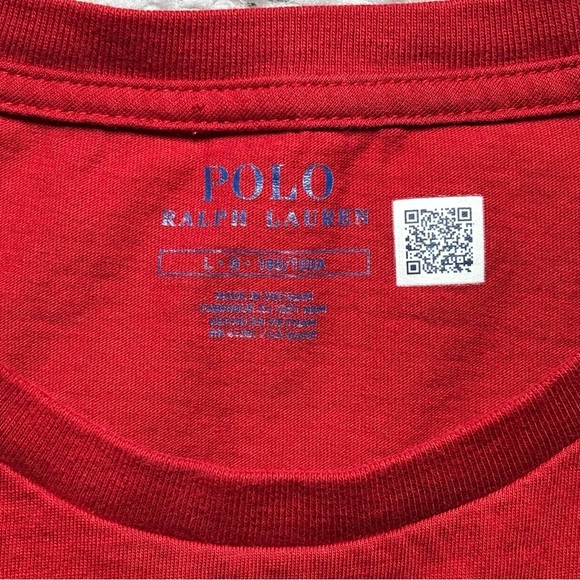 Polo Ralph Lauren Shirt Mens Large Crewneck Tee Classic Red Blue Pony Preppy - Picture 2 of 4